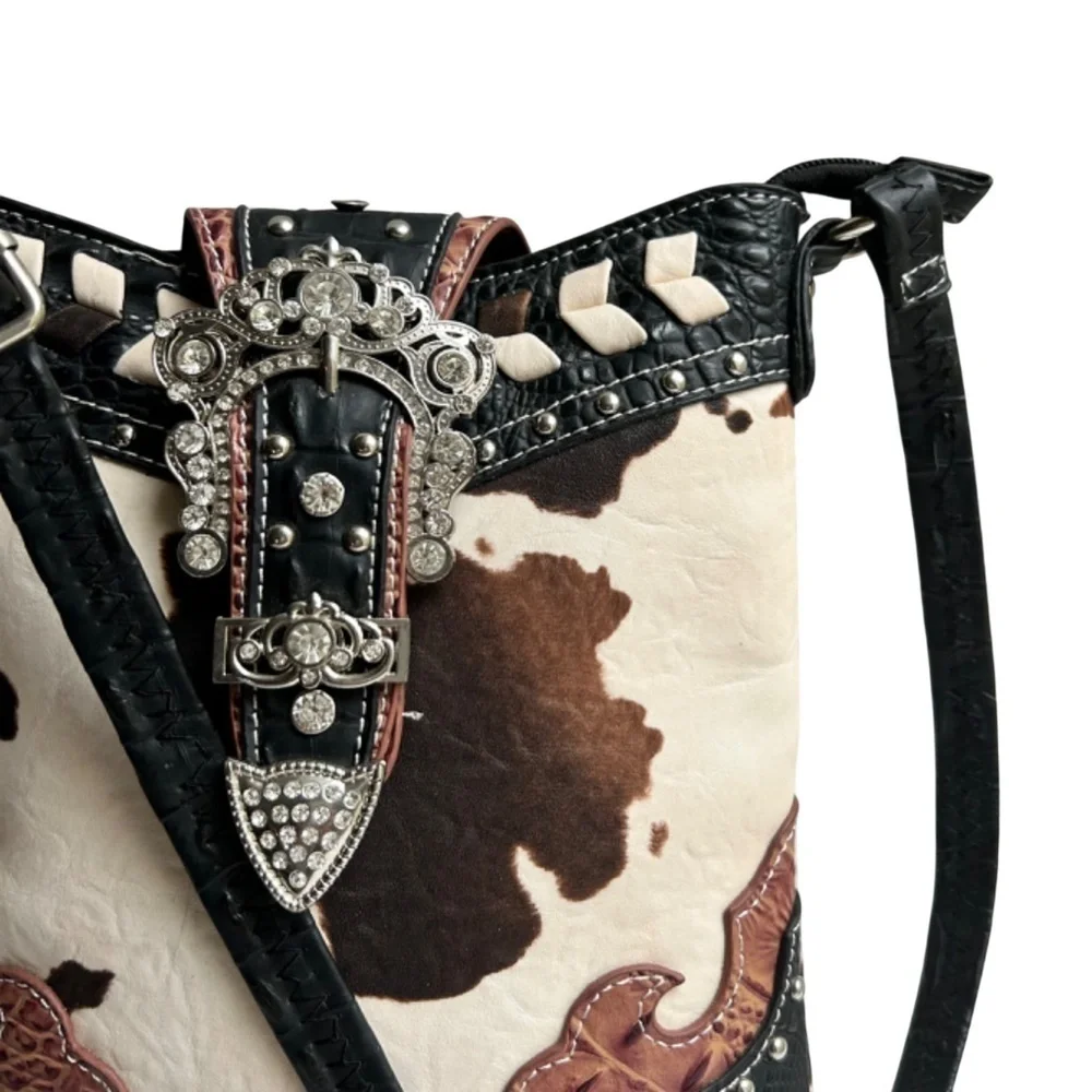 Cowgirl Trendy Adjustable Crossbody Bag w/ Bling & Concealed Pocket